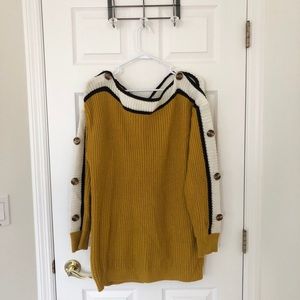 Mustard Oversized Knit Sweater - Medium